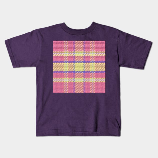 Pink pattern Scottish tartan Kids T-Shirt by kavalenkava